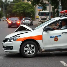 carro colide em viatura da Guarda Municipal