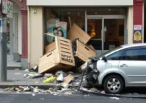 carro invade calçada