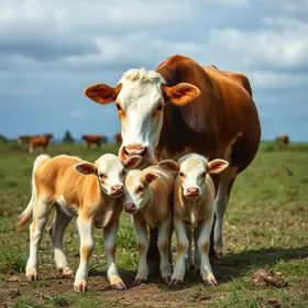 vaca dá à luz a trigêmeos