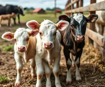 vaca dá à luz bezerros trigêmeos